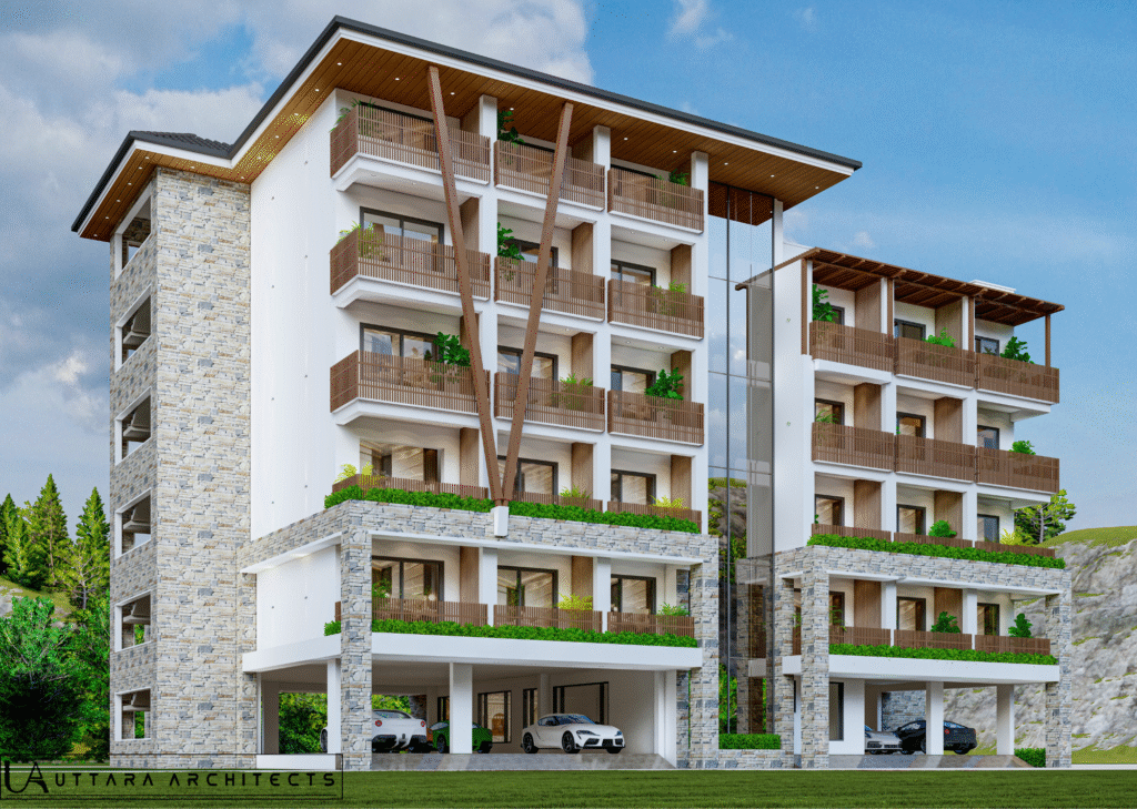 Premium multi-storey residential building with modern architecture at Willow Estates Rishikesh
