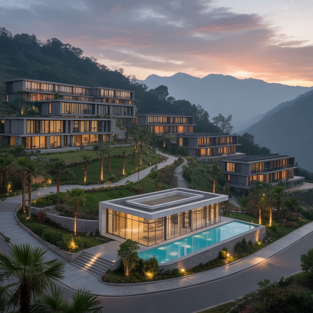 Willow Estate luxury residential project in Rishikesh with modern villas and apartments surrounded by hills and greenery