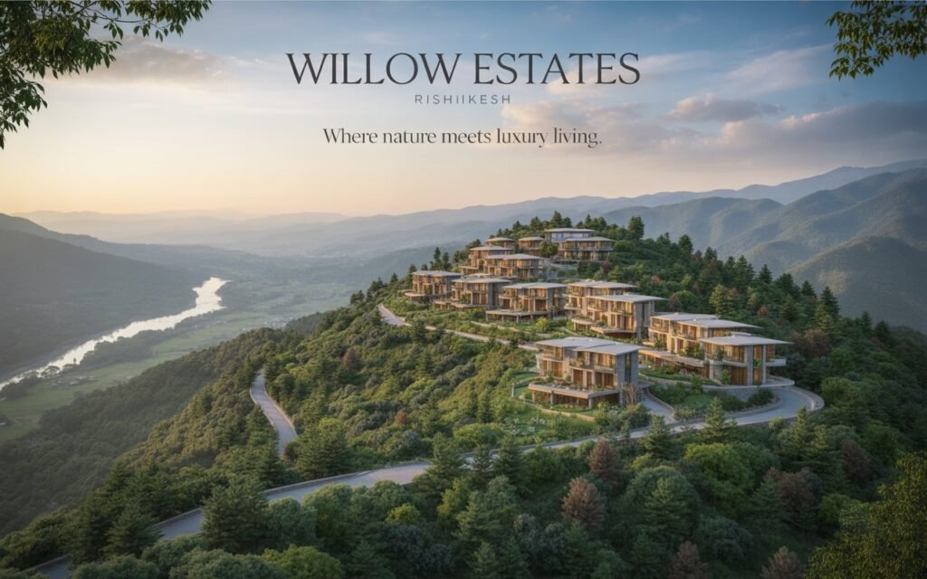 Luxury hilltop studio apartments at Willow Estates Rishikesh with breathtaking scenic valley views