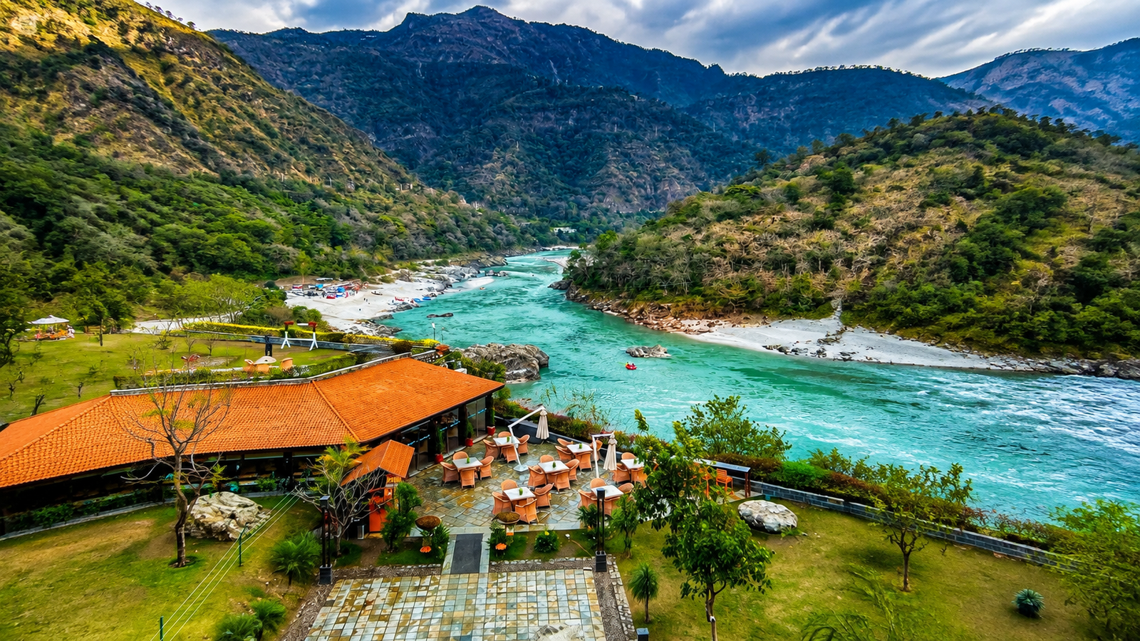 Ganga river and mountains in Rishikesh