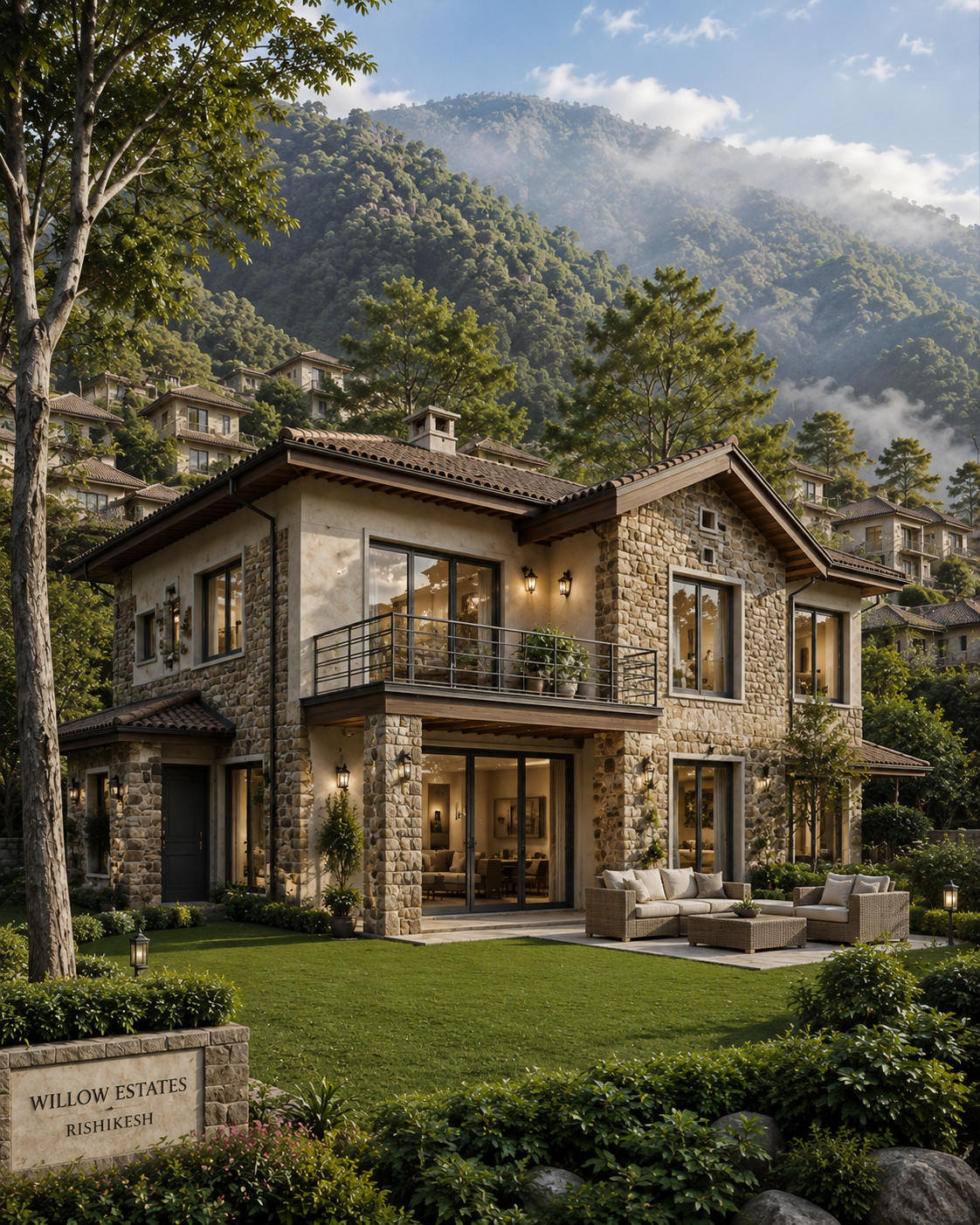 Hill top luxury villas in Rishikesh at Willow Estates, Village Juledi
