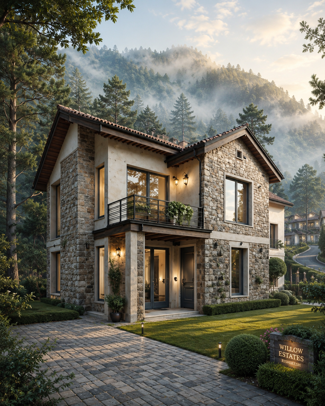 Villas near Ganga River in the Rishikesh region at Willow Estates